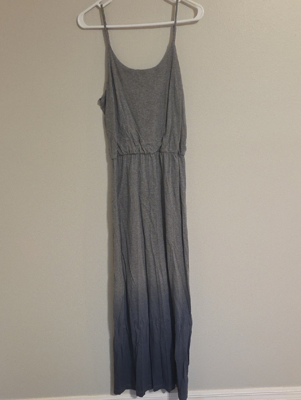 Women’s Gray & Blue Ombré Maxi Dress - Casual Spaghetti Strap